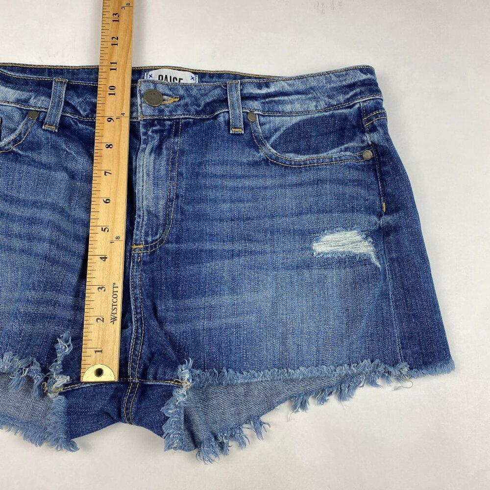 Paige Denim Daryn Jean Distressed Shorts Size 31 Medium Wash Cutoff - Picture 9 of 13